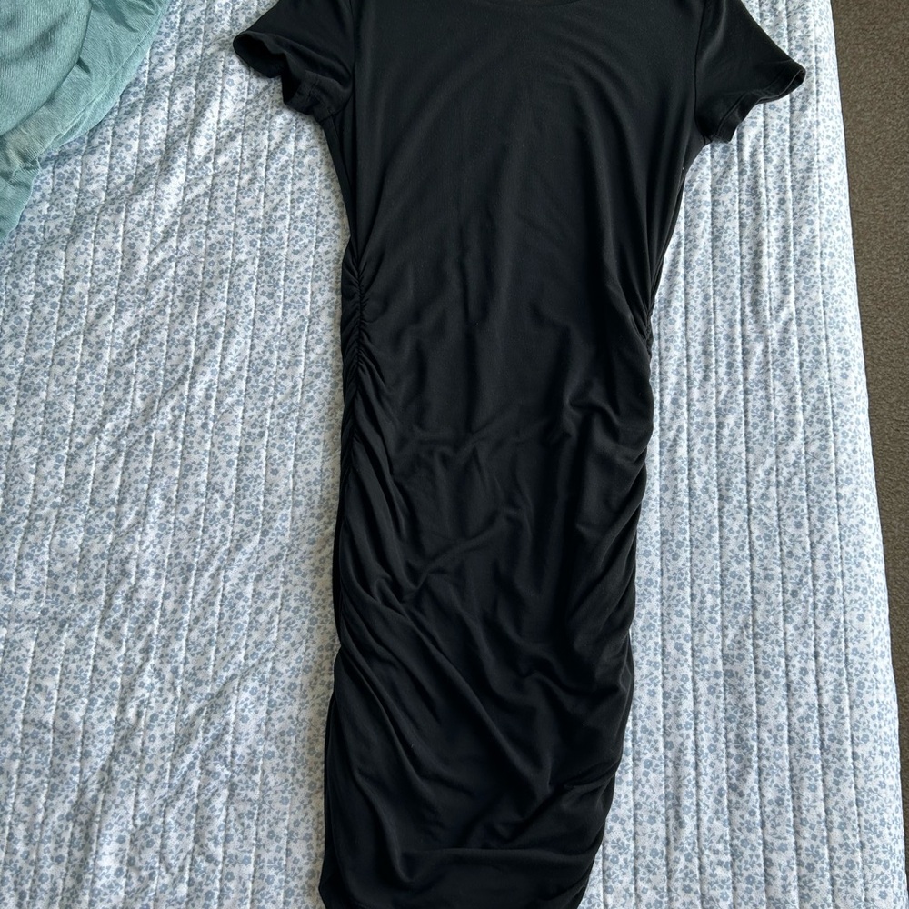 Aritzia Black Ruched Dress